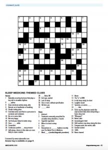 Crossword Puzzle: Sleep Medicine Themed Clues (March 2018) Sleep Review